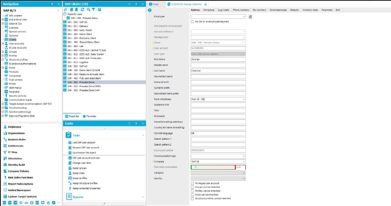 Figure 11: All SAP S/4 HANA clients that were selected for synchronization are viewable. 